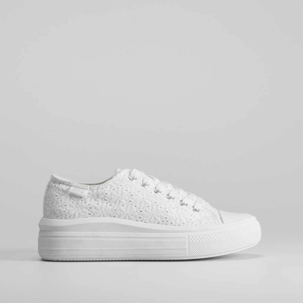 Zapatilla lona bordada plataforma NYC - Talla: 41