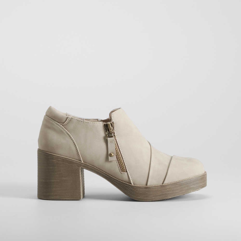 Zapato tacón cremallera beige SENDA ROAD - Talla: 41