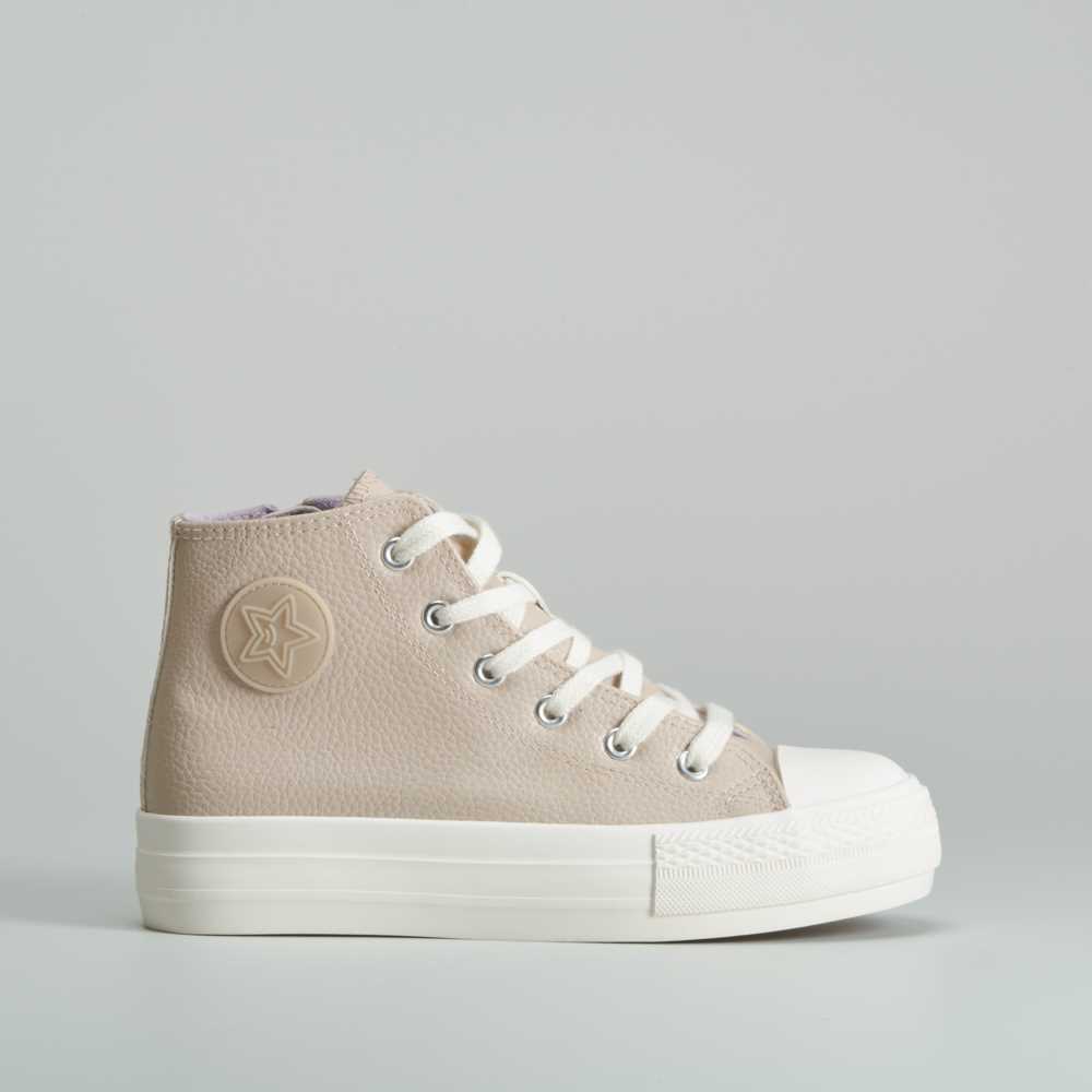 Zapatilla alta cordones beige OH GIRL - Talla: 38