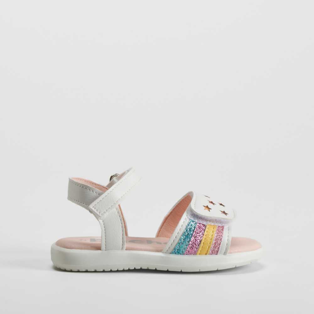 Sandalia estrellas multicolor bebé blanca BACHE - Talla: 25