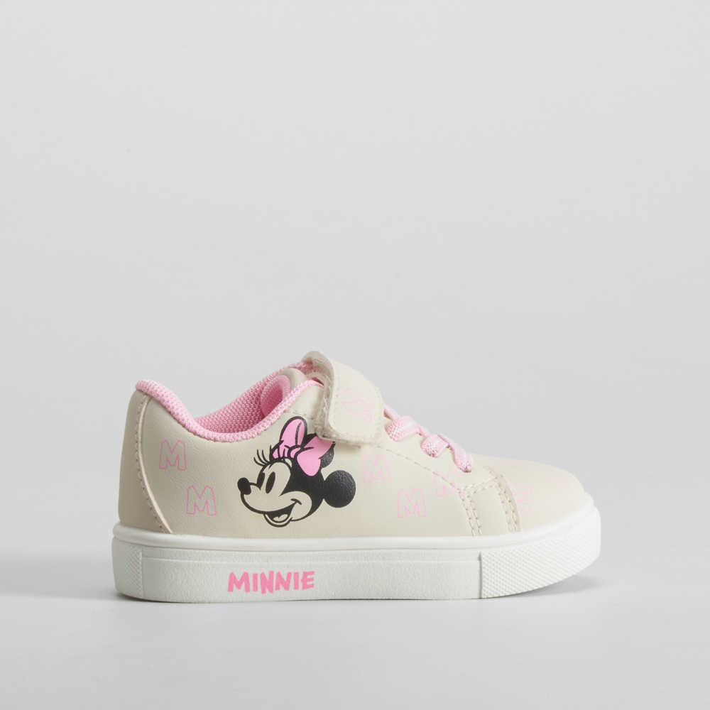 Deportiva bebé beige con detalles rosas MINNIE - Talla: 25