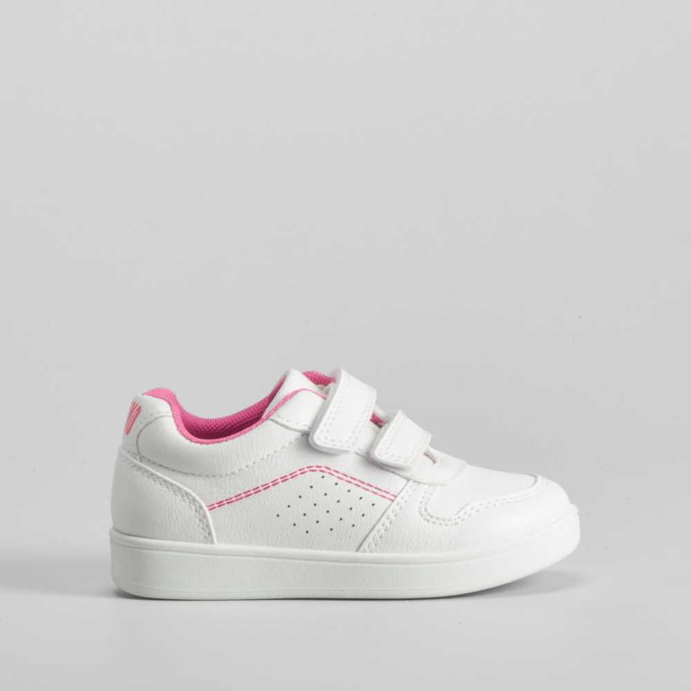 Deportiva con velcro bebé blanca y rosa UTWO - Talla: 24
