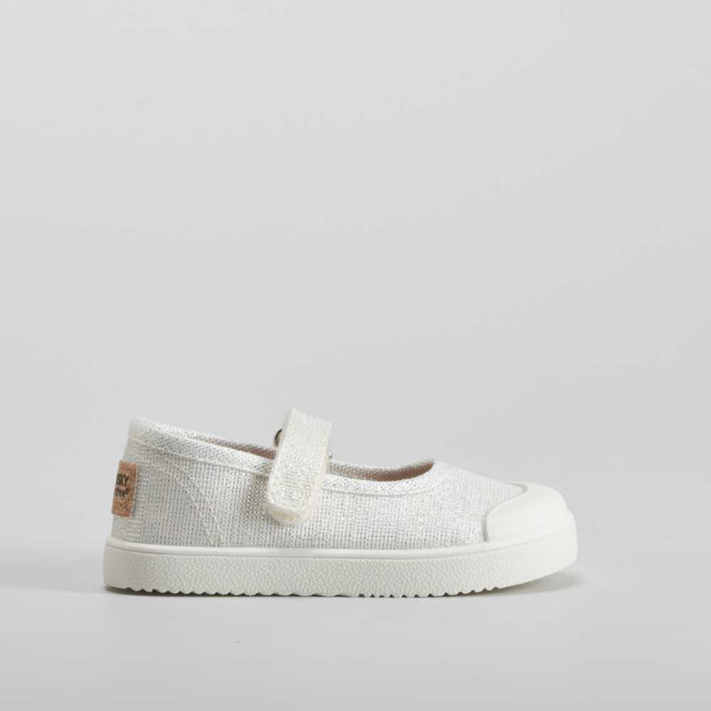 Merceditas lona con brillo blanca PABLOSKY - Talla: 22