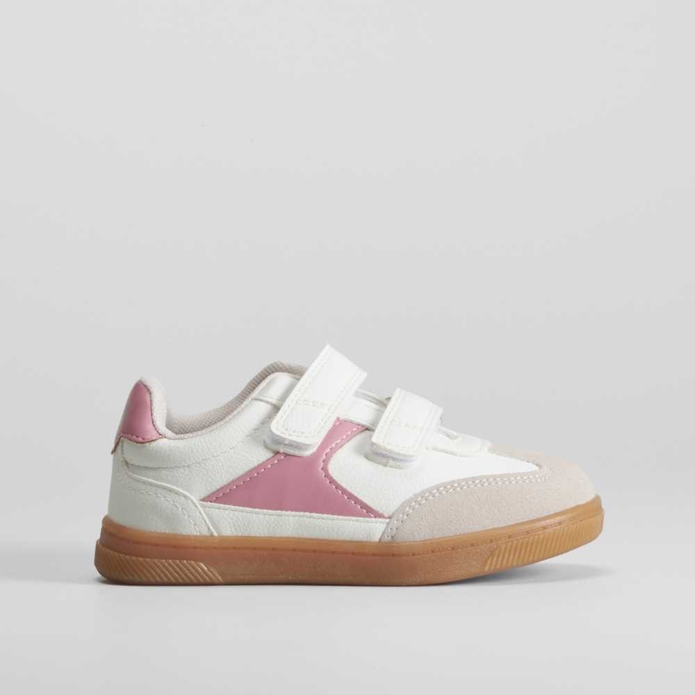 Zapatilla retro con velcros blanco y rosa SEVEN FI - Talla: 31