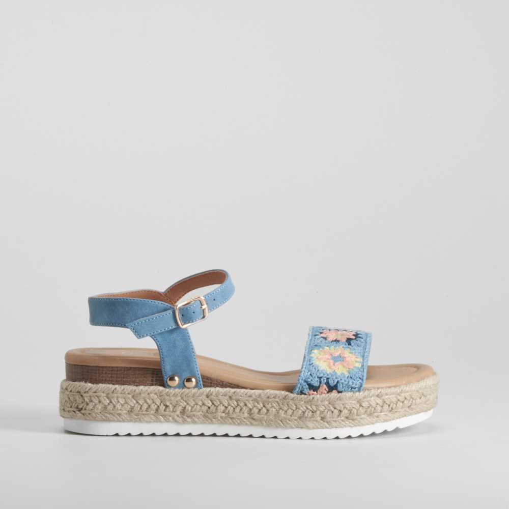 Sandalia plataforma yute azul OH GIRL - Talla: 38