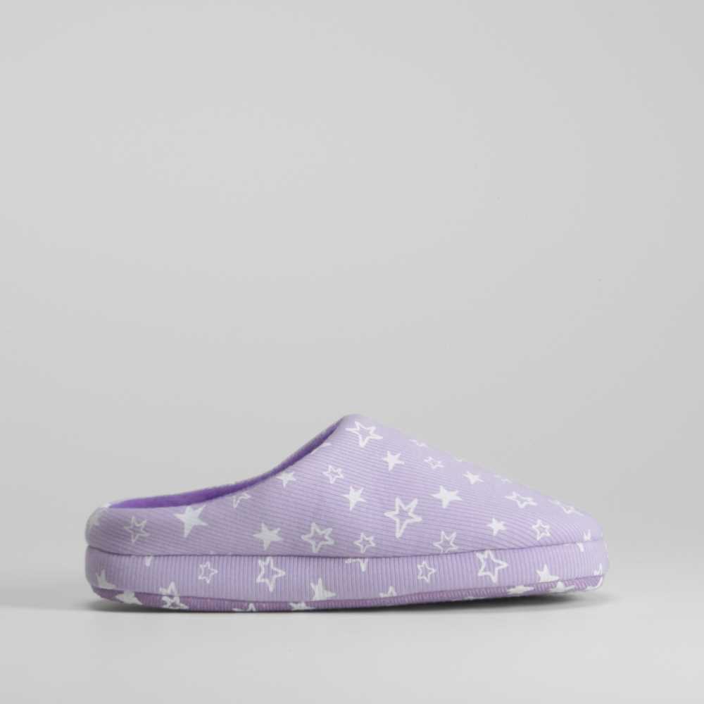 Zapatilla abierta morada y con estrellas OLYNE - Talla: 37