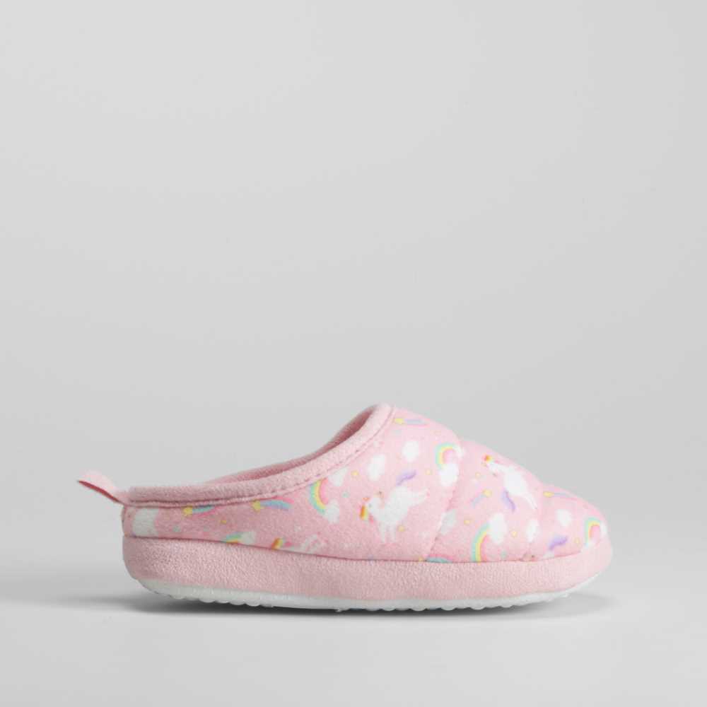 Zapatilla abierta rosa dibujo unicornio OLYNE - Talla: 26