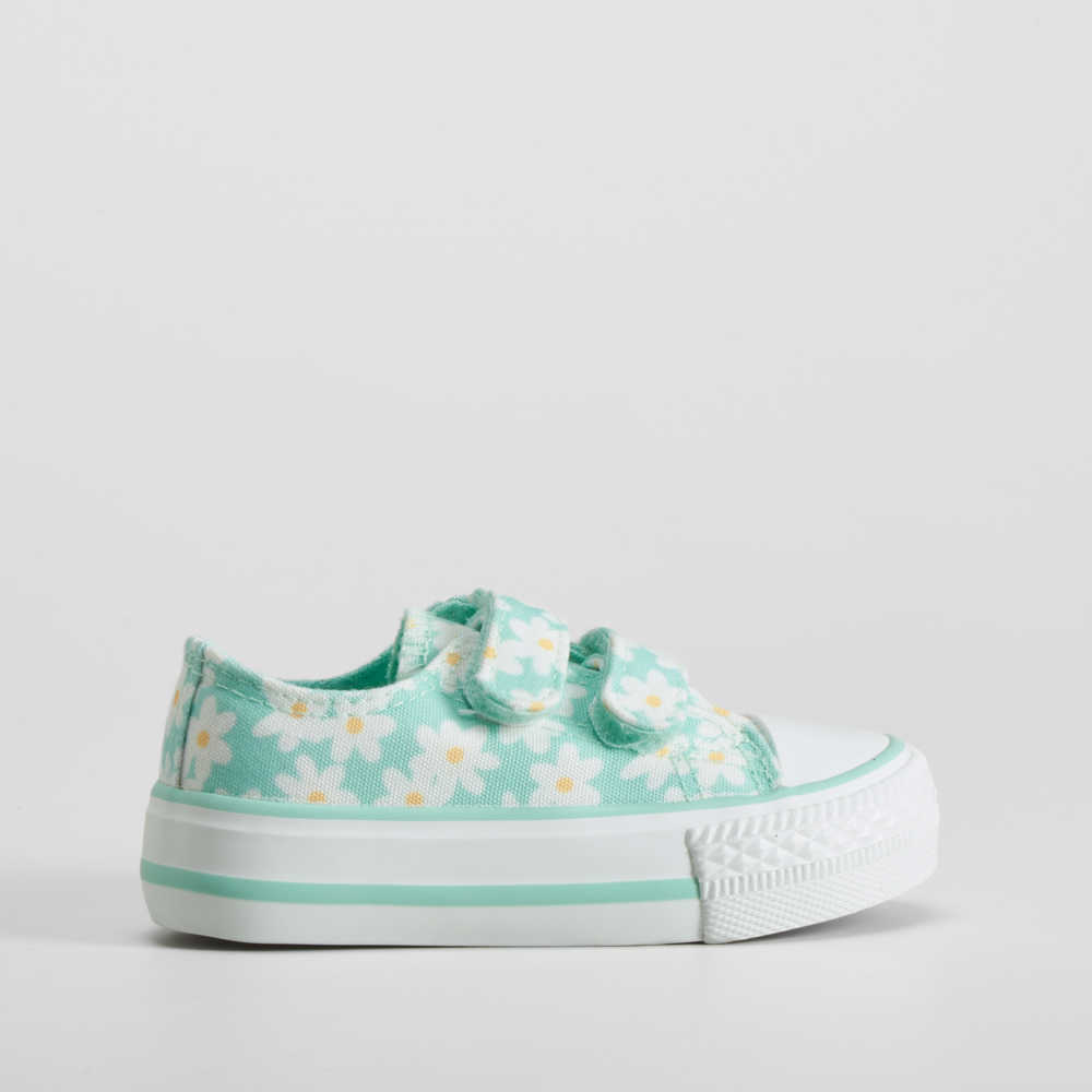 Zapatilla de lona margaritas bebé verde BACHE - Talla: 25