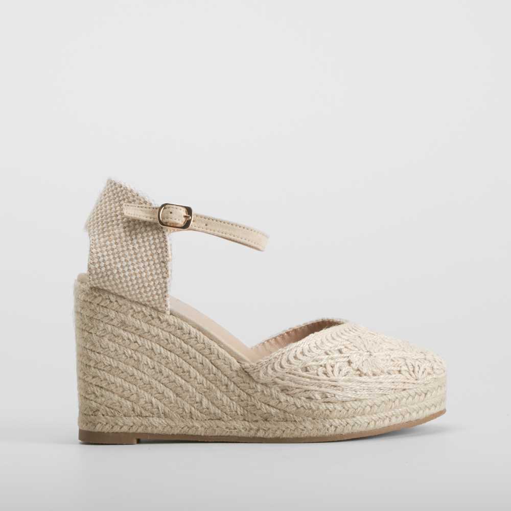 Sandalia cuña de yute beige PICCOLA PIU - Talla: 37