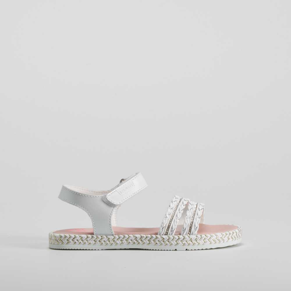 Sandalia con brillo de yute y piel blanca PABLOSKY - Talla: 31